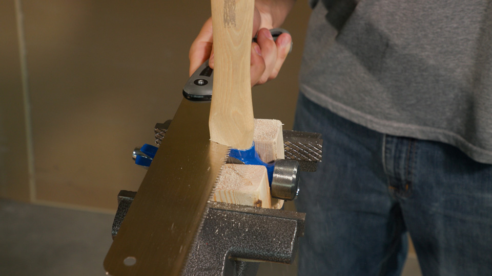 sawing off the old handle